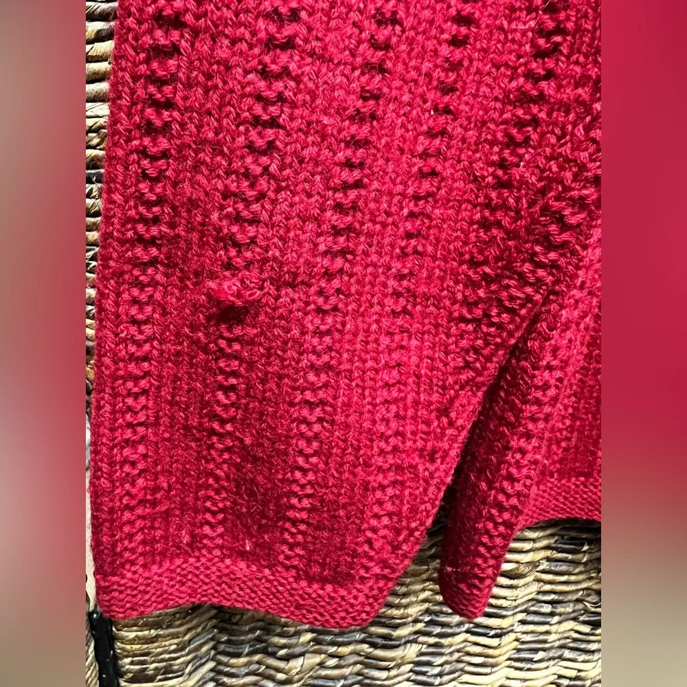 Lauren Ralph Lauren-Red Women’s Hand knit full zip sweater, Size: Petite Medium‎